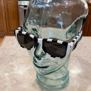 Saint Laurent Black and White Striped Sunglasses